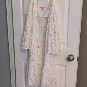 Lilly Pulitzer Ivory/Cream Crochet Cold-Shoulder Dress